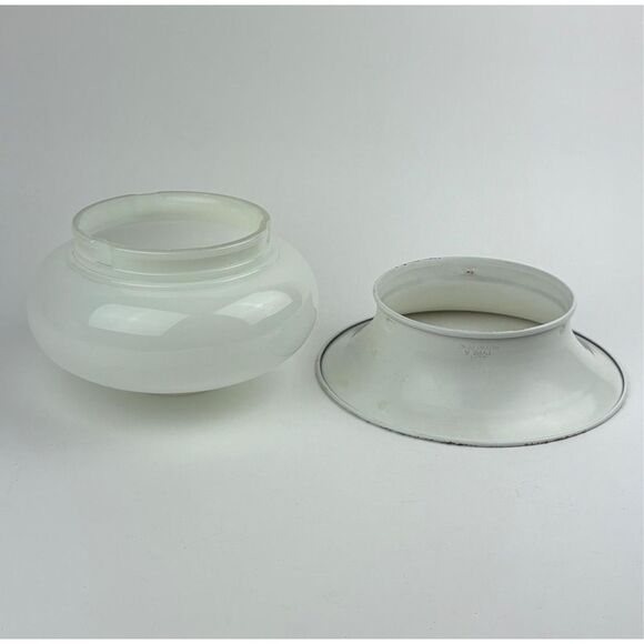 Antique CLM Type A Torchiere Milk Glass & Metal 2Pc Diffuser Lamp Shade - Picture 7 of 7